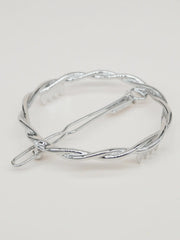 Twisted round hair clip - Valentina silver plated