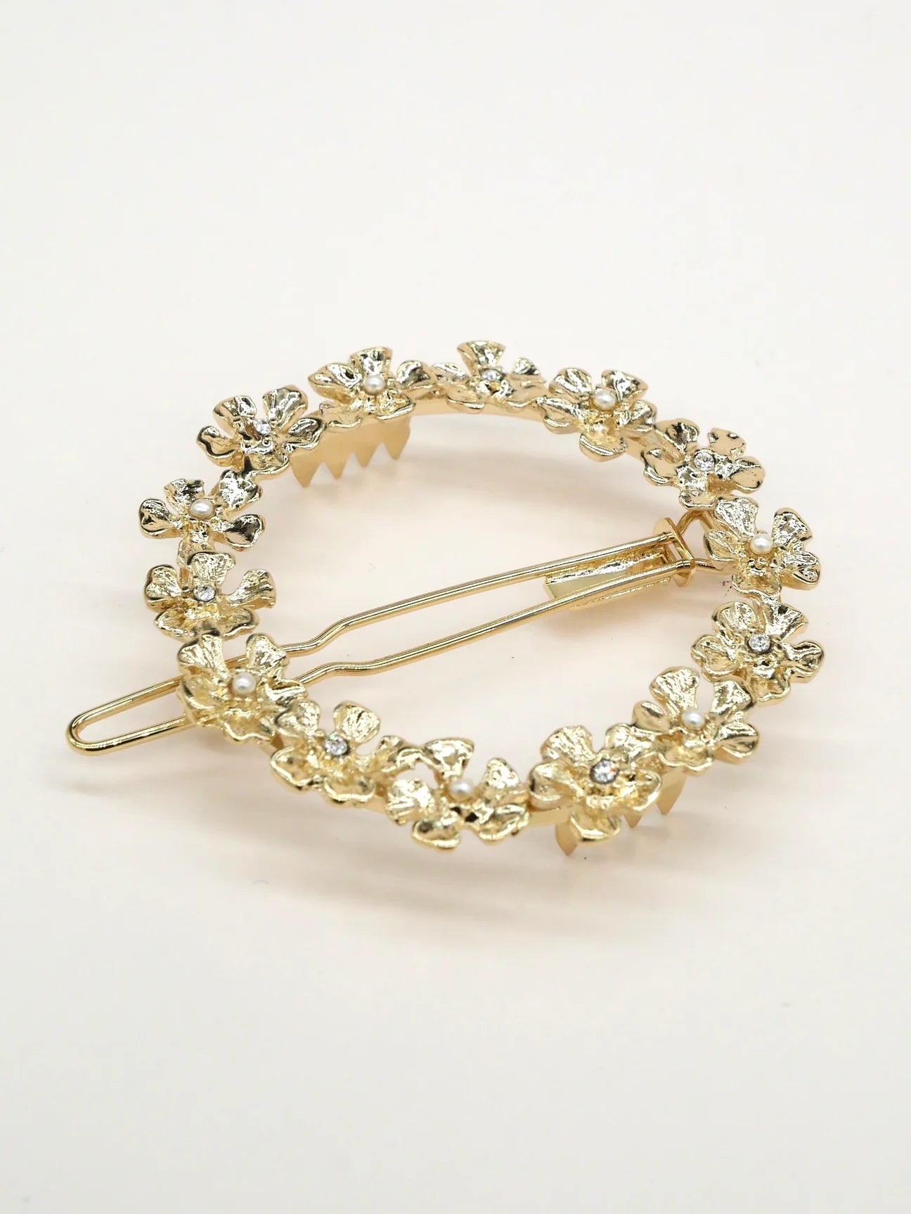 Flower round hair clip - Gold Olivia