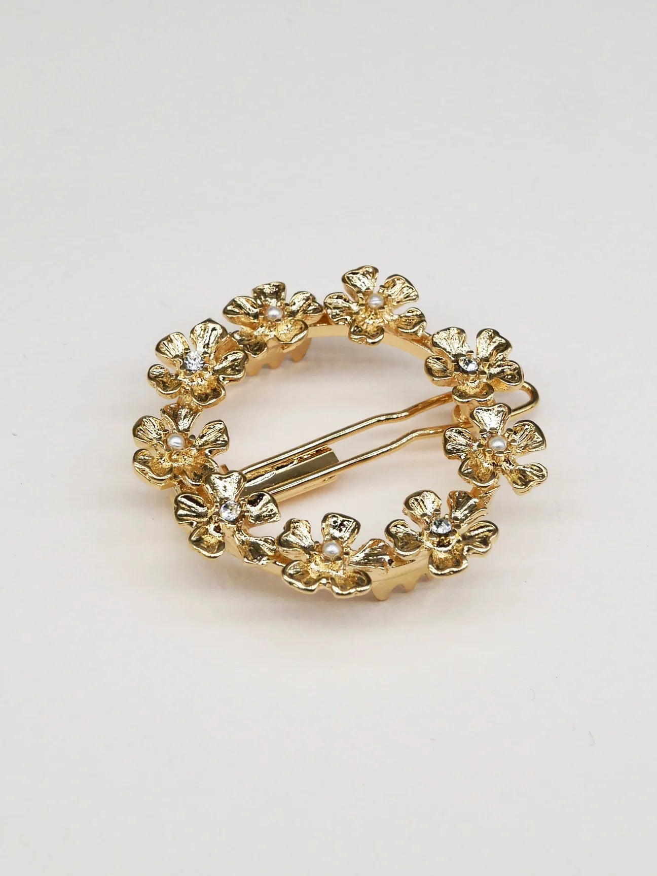 Flower round hair clip - Gold Olivia
