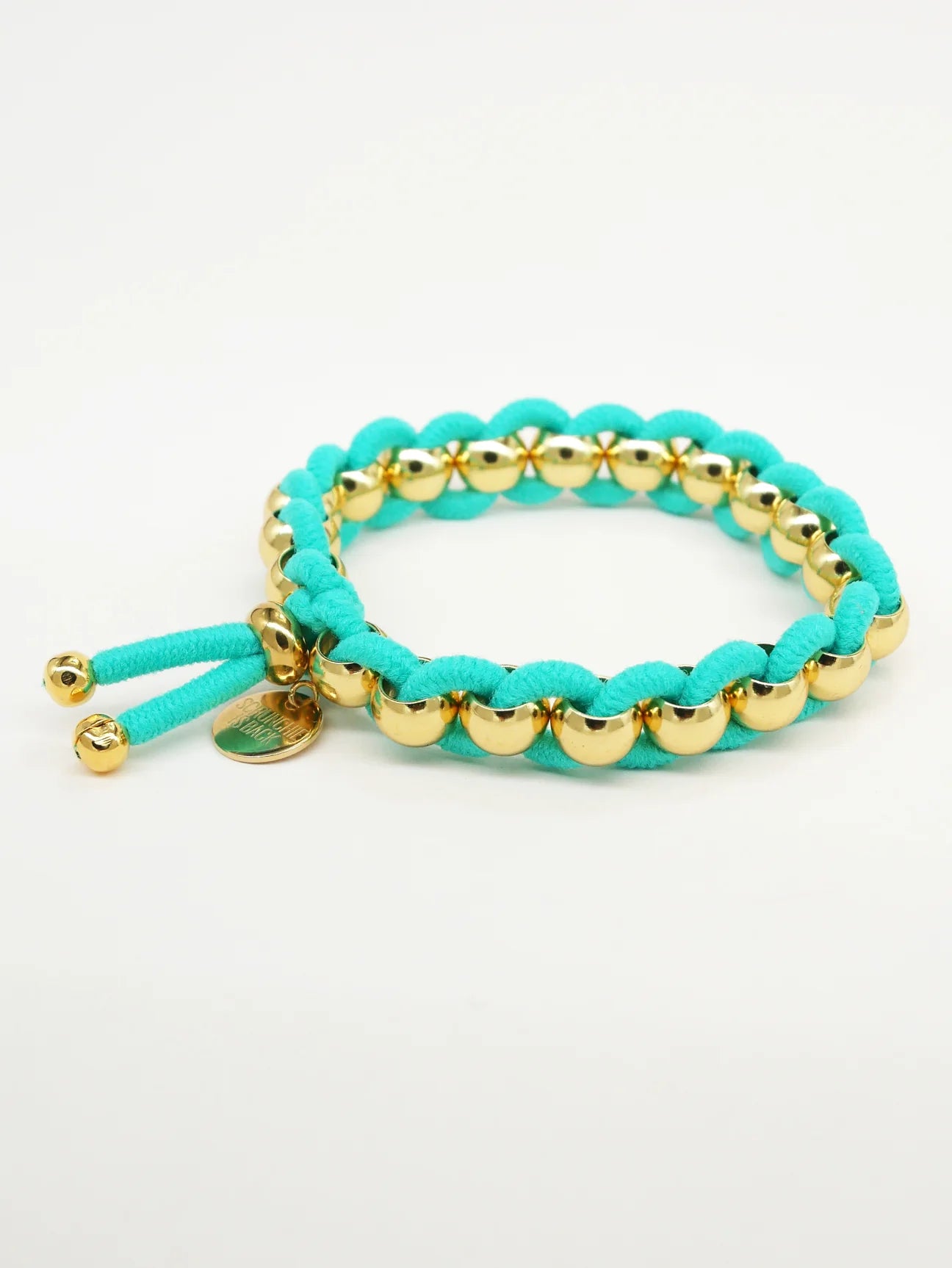 Bichou round gold beads and colored elastic