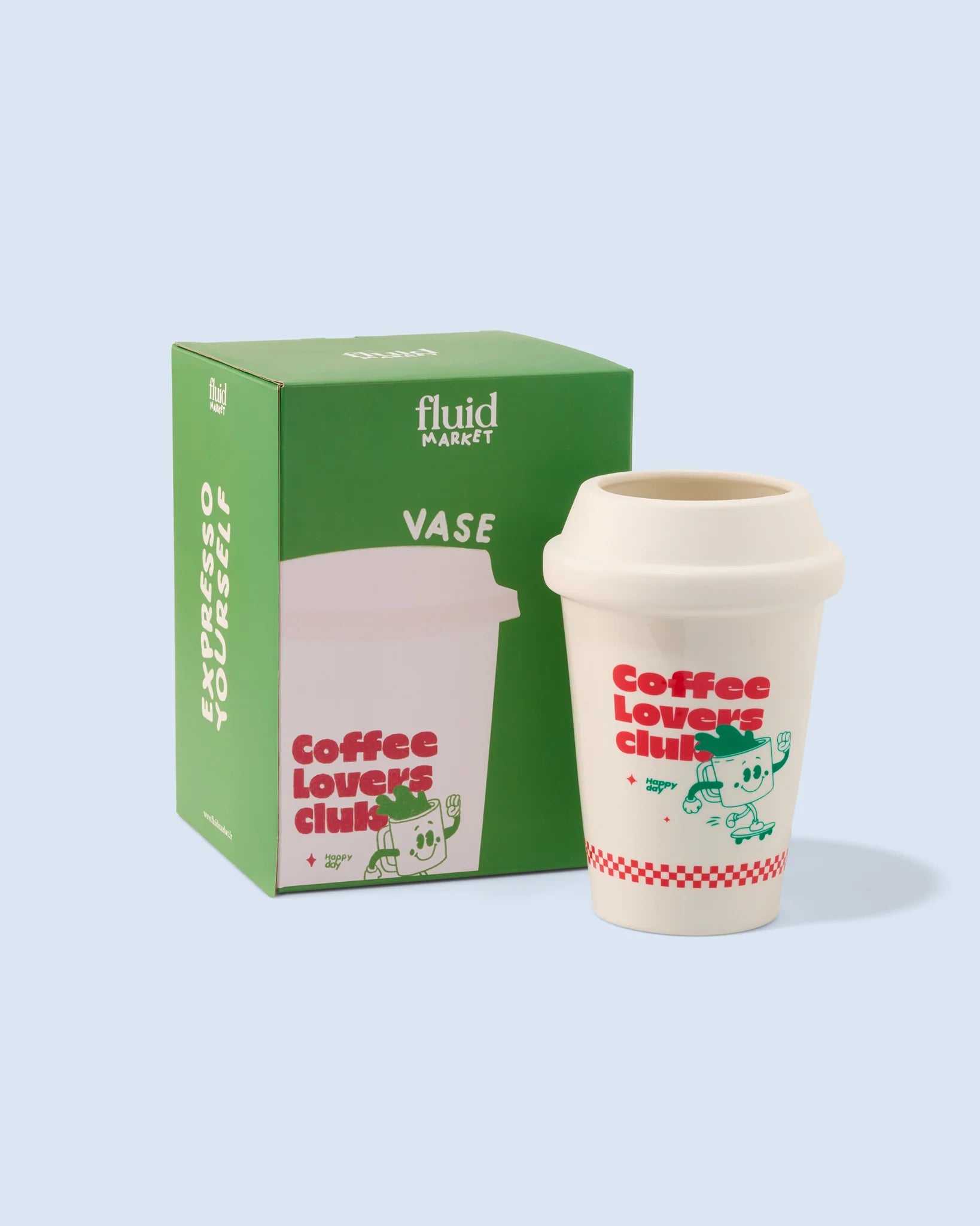 Vase cup of coffee