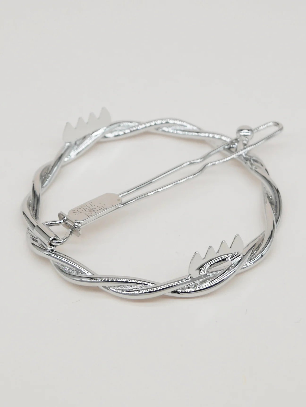 Twisted round hair clip - Valentina silver plated
