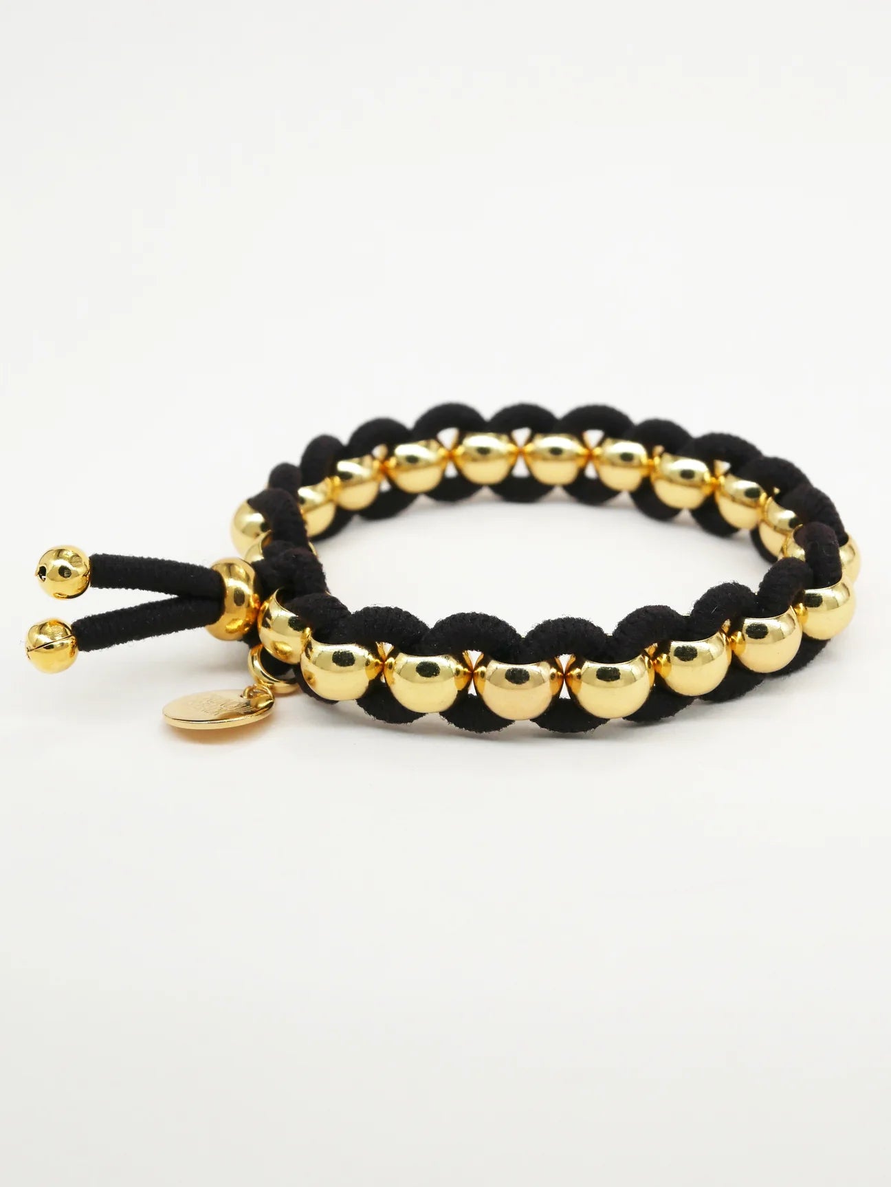 Bichou round gold beads and colored elastic