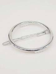 Round smooth silver hair clip - Little Alice