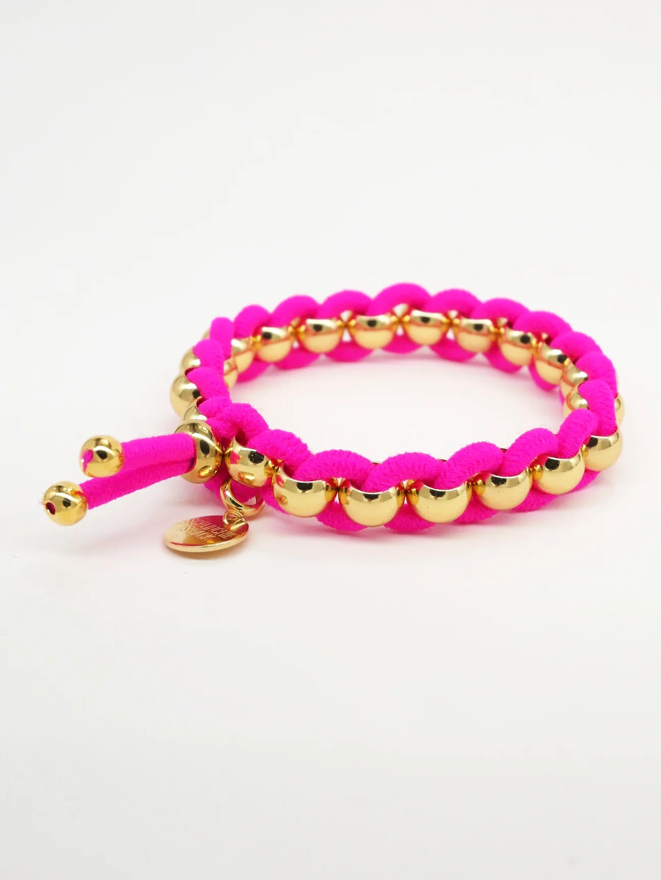 Bichou round gold beads and colored elastic