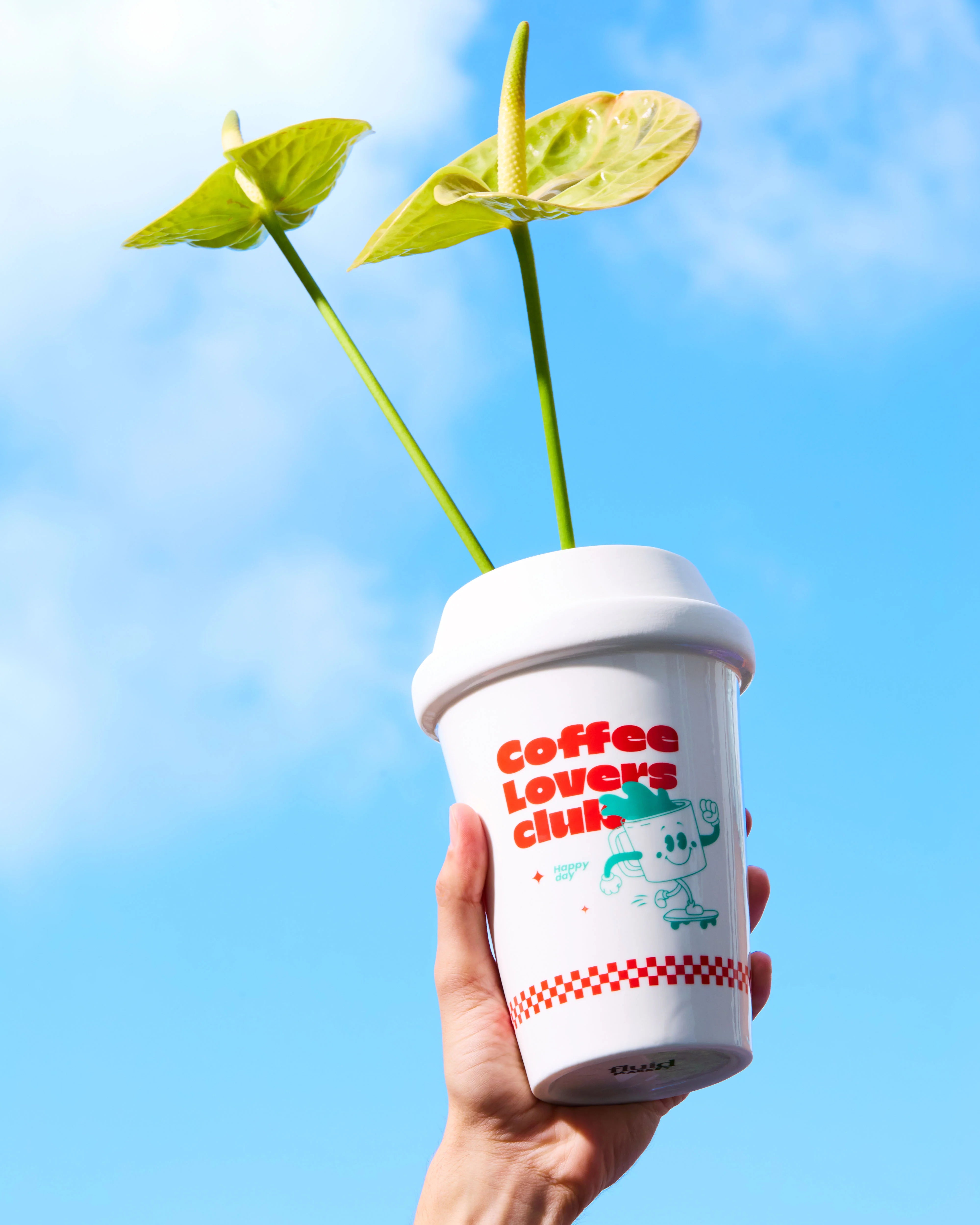 Vase cup of coffee