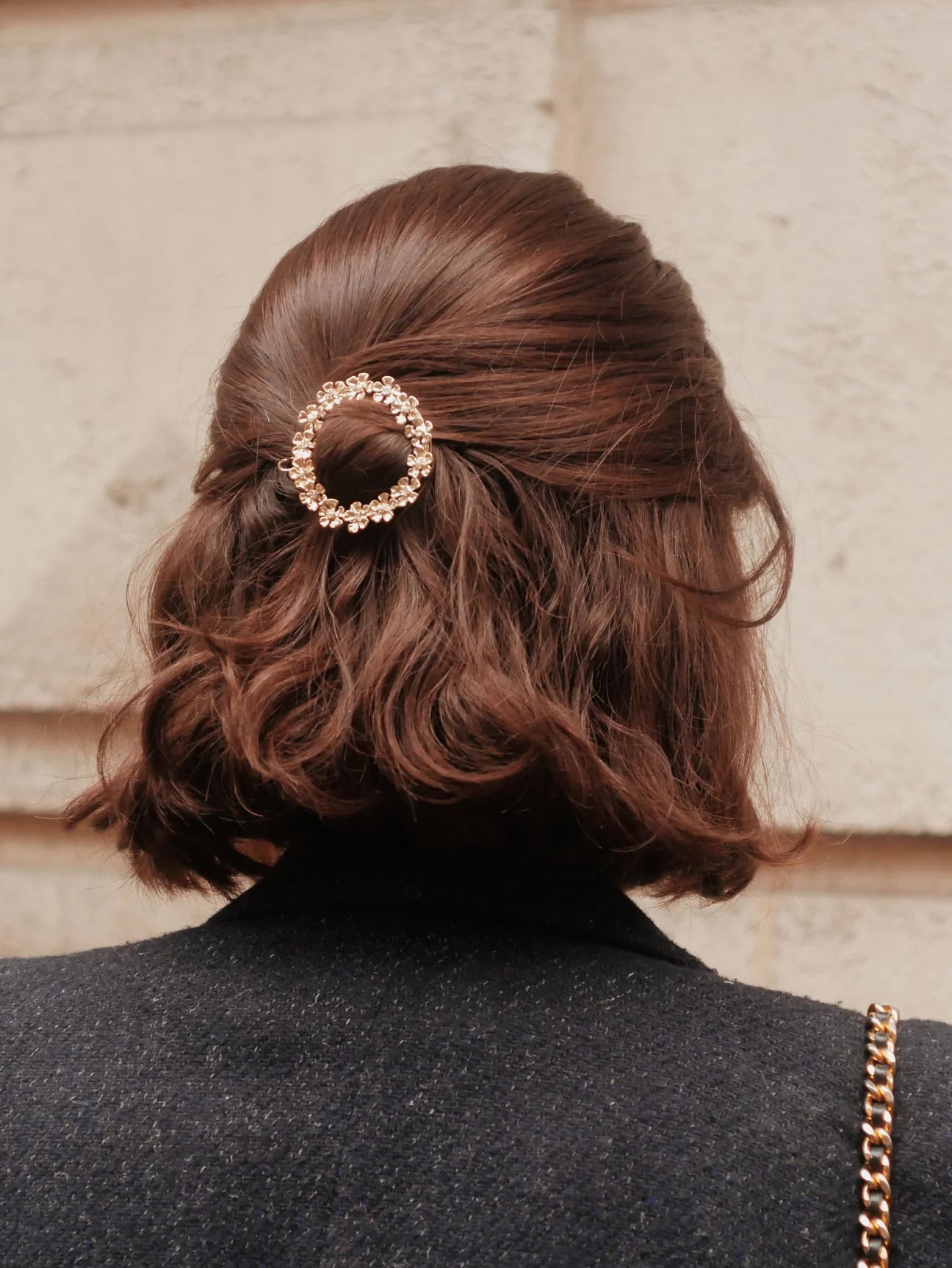 Flower round hair clip - Gold Olivia