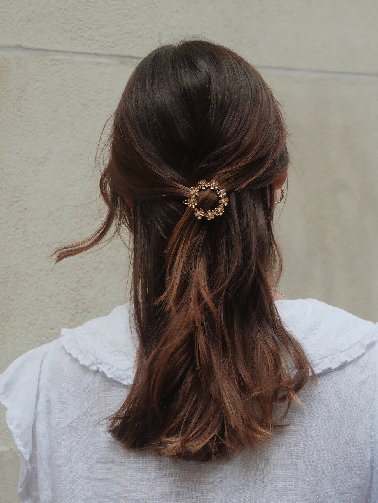 Flower round hair clip - Gold Olivia